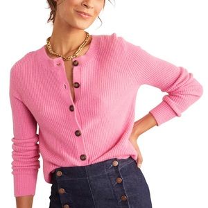 Anthropologie Boden Rosslyn Fluffy bubblegum pink crewneck cardigan sweater 8